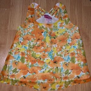 NWOT GIRLS PINK yellow & orange floral summer halter shirt size 5